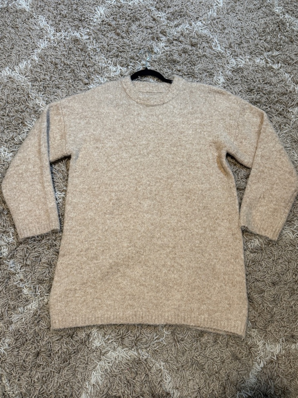 Topshop Beige Crewneck Long Textured Sweater size Small (4-6)